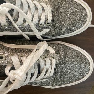 Silver sparkly vans